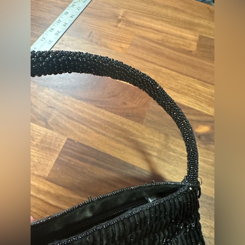 Black Beaded Evening Shoulder Bag - Picture 7 of 10